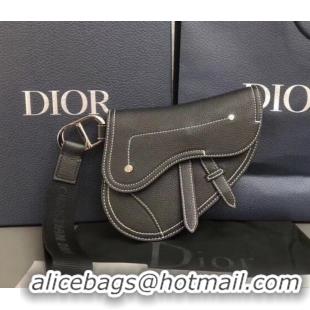 Fashion Dior Grained Calfskin Saddle Pouch Clutch Bag CD510014 Black 2019