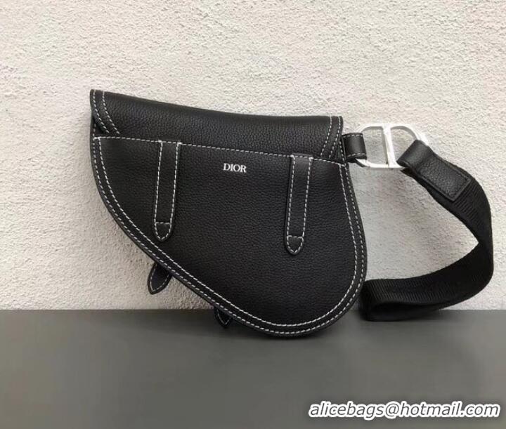 Fashion Dior Grained Calfskin Saddle Pouch Clutch Bag CD510014 Black 2019