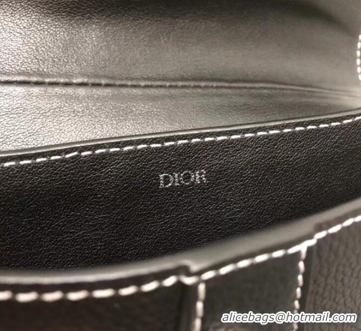 Fashion Dior Grained Calfskin Saddle Pouch Clutch Bag CD510014 Black 2019