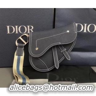 Best Product Dior Grained Calfskin Saddle Pouch Clutch Bag CD510014 Navy Blue 2019