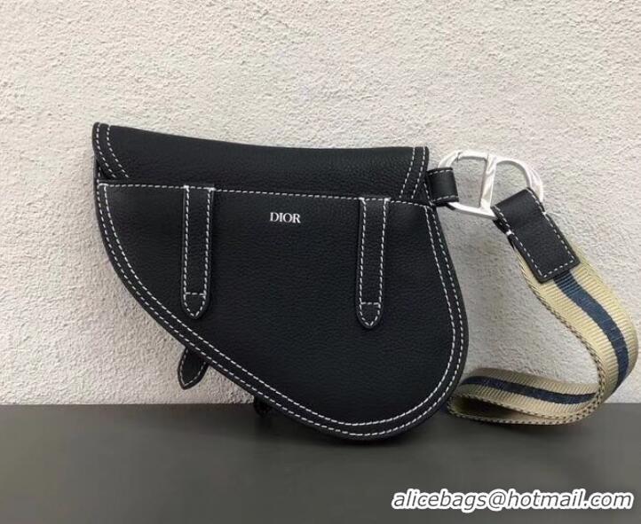 Best Product Dior Grained Calfskin Saddle Pouch Clutch Bag CD510014 Navy Blue 2019