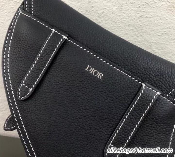 Best Product Dior Grained Calfskin Saddle Pouch Clutch Bag CD510014 Navy Blue 2019