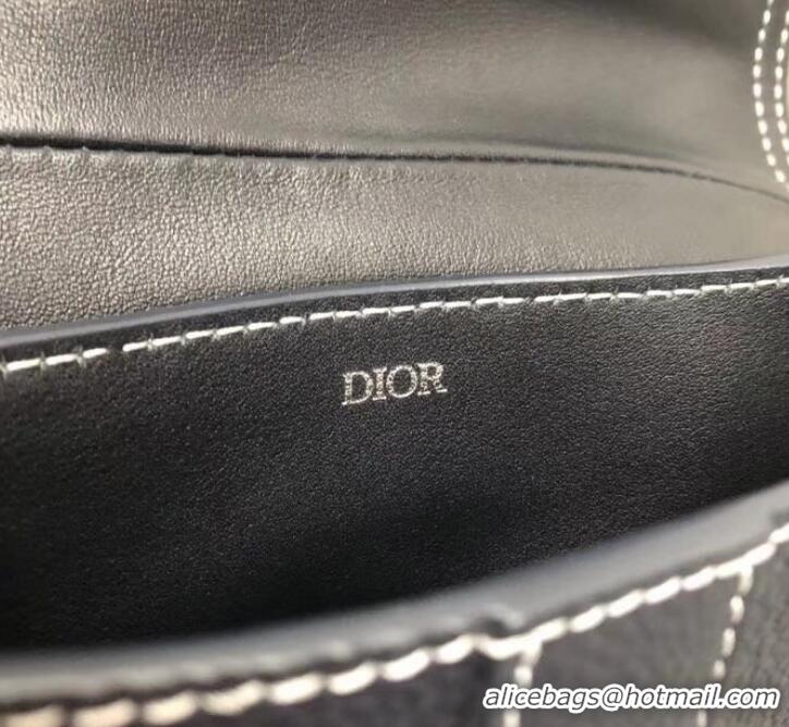 Best Product Dior Grained Calfskin Saddle Pouch Clutch Bag CD510014 Navy Blue 2019