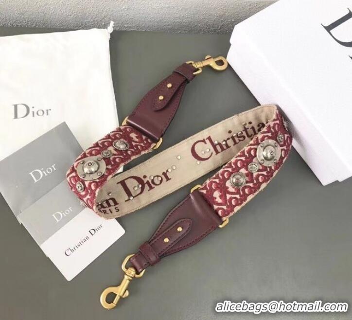 Perfect Dior Oblique Canvas Shoulder Strap with Medallions Red CD510027