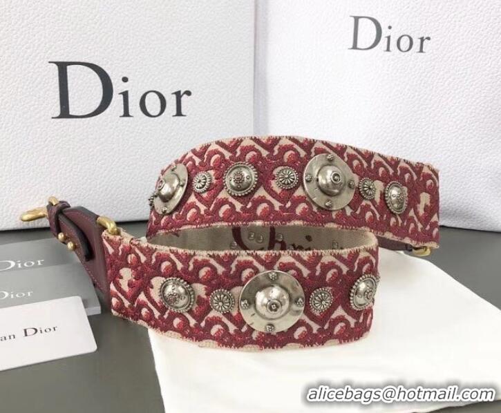 Perfect Dior Oblique Canvas Shoulder Strap with Medallions Red CD510027