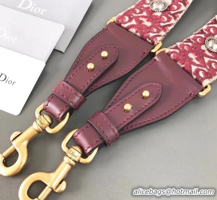 Perfect Dior Oblique Canvas Shoulder Strap with Medallions Red CD510027