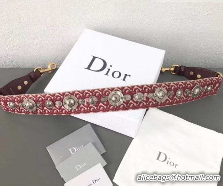 Perfect Dior Oblique Canvas Shoulder Strap with Medallions Red CD510027