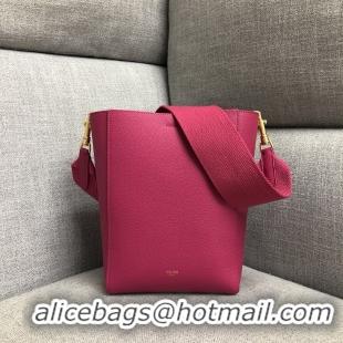 High Quality Celine SEAU SANGLE Cabas Bags Original Calfskin Leather 3369 Rose Red