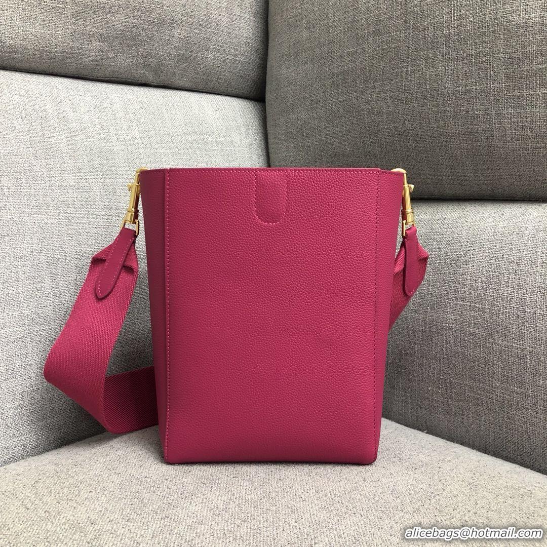 High Quality Celine SEAU SANGLE Cabas Bags Original Calfskin Leather 3369 Rose Red