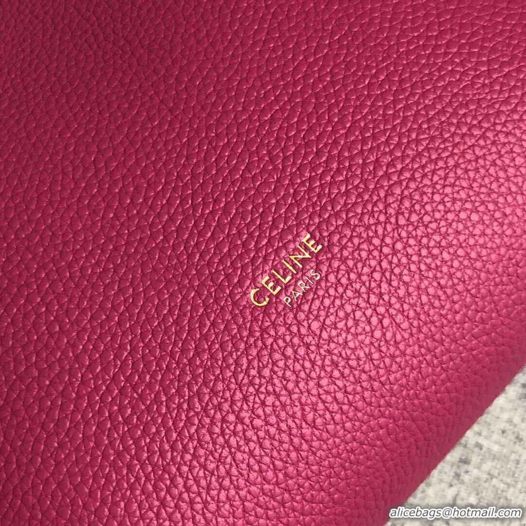 High Quality Celine SEAU SANGLE Cabas Bags Original Calfskin Leather 3369 Rose Red