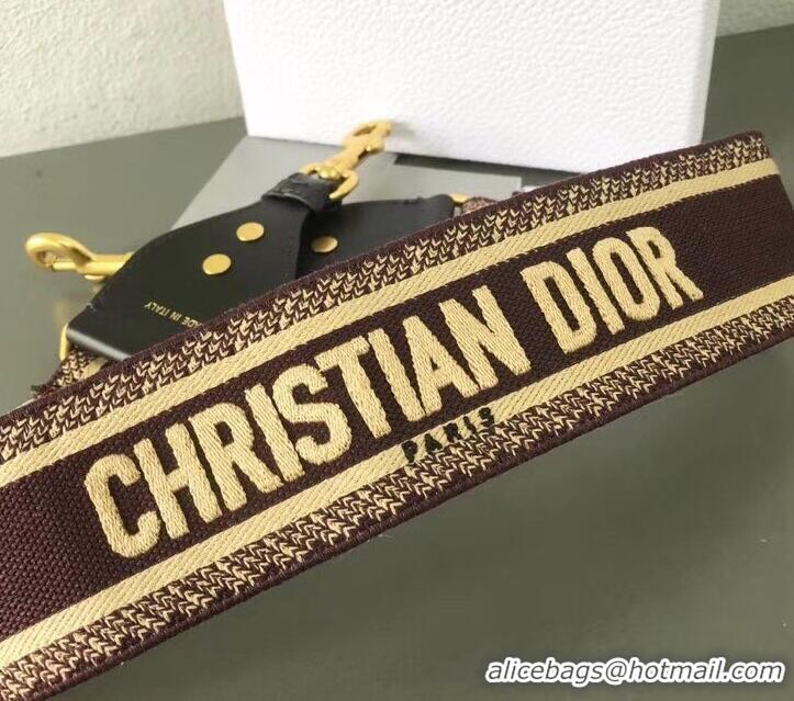 Affordable Price Christian Dior Embroidered Canvas Shoulder Strap CD510028 Burgundy