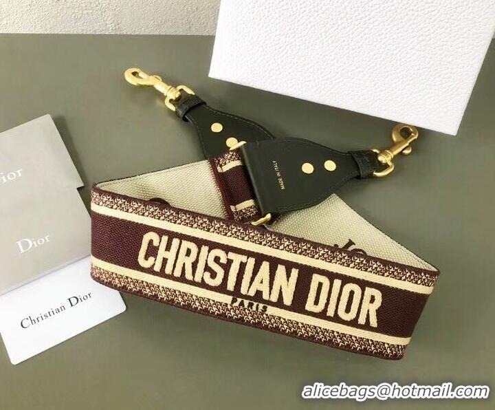 Affordable Price Christian Dior Embroidered Canvas Shoulder Strap CD510028 Burgundy