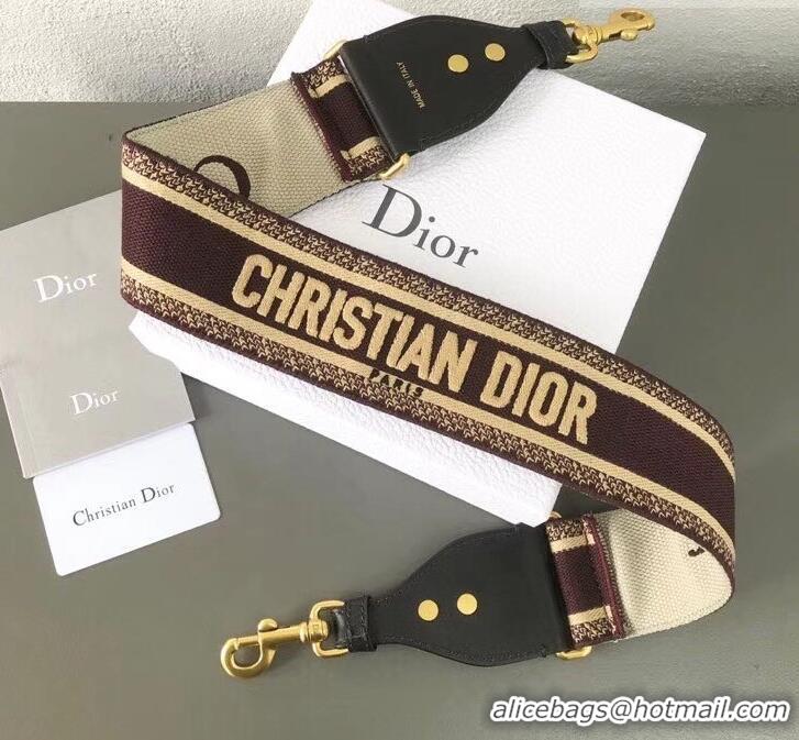 Affordable Price Christian Dior Embroidered Canvas Shoulder Strap CD510028 Burgundy