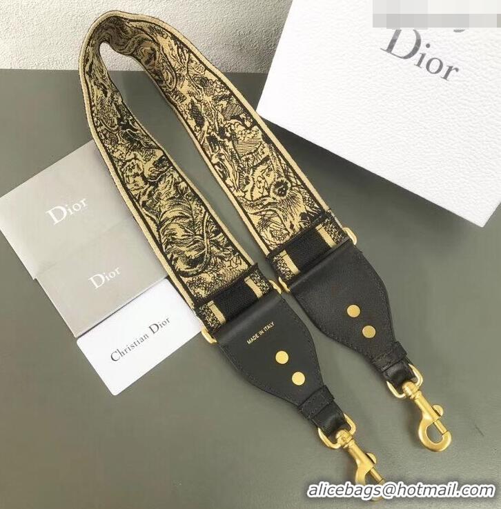 Most Popular Dior Toile de Jouy motif Embroidered Shoulder Strap CD510029 Black