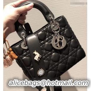 Good Quality Lady Dior My ABCDior Bag in Cannage with Badges CD510035 Black/Silver 2019