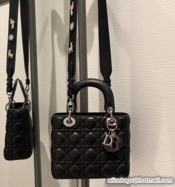 Good Quality Lady Dior My ABCDior Bag in Cannage with Badges CD510035 Black/Silver 2019