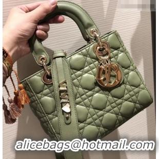 Classic Practical Lady Dior My ABCDior Bag in Cannage with Badges CD510034 Green 2019