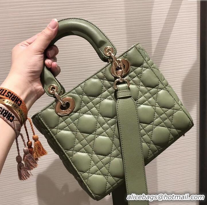 Classic Practical Lady Dior My ABCDior Bag in Cannage with Badges CD510034 Green 2019