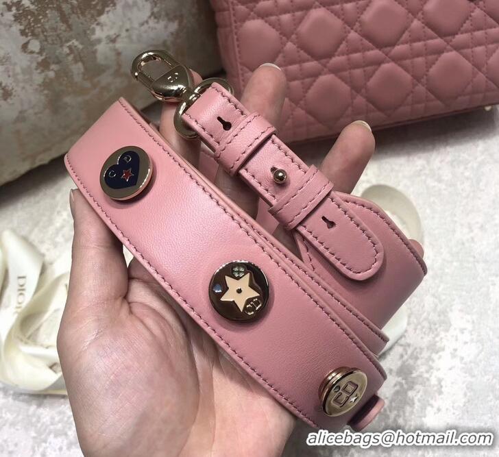 New Design Lady Dior My ABCDior Bag in Cannage with Badges CD510034 Pink 2019