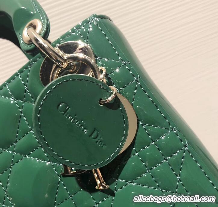 Best Price Lady Dior Mini Bag in Cannage with Chain Patent 510041 Green