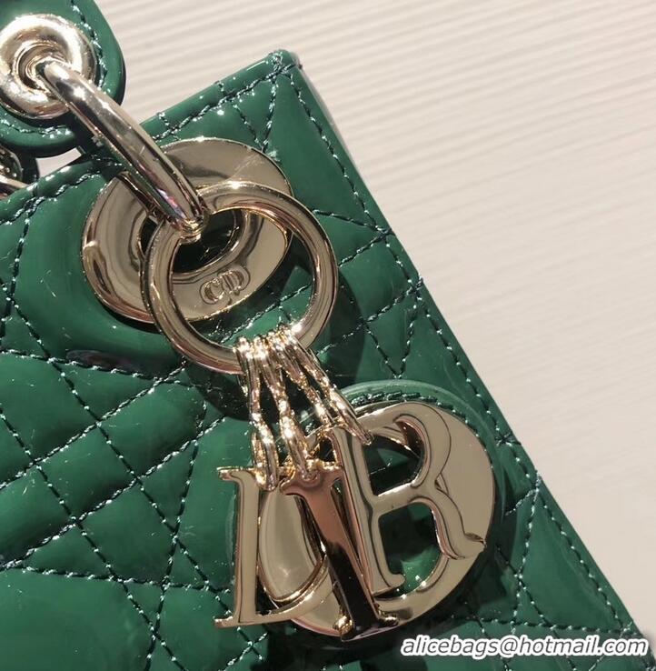 Best Price Lady Dior Mini Bag in Cannage with Chain Patent 510041 Green