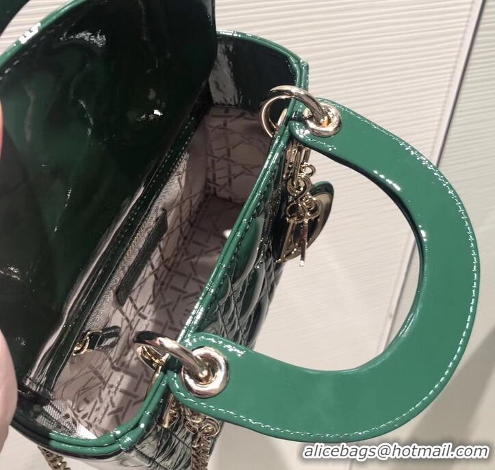 Best Price Lady Dior Mini Bag in Cannage with Chain Patent 510041 Green