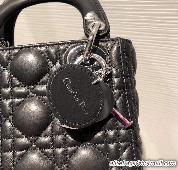 Feminine Lady Dior Mini Bag in Cannage with Chain 510042 Black/Silver