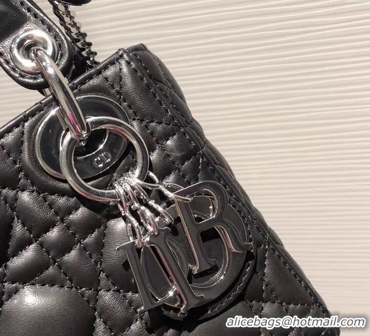 Feminine Lady Dior Mini Bag in Cannage with Chain 510042 Black/Silver