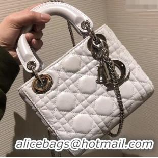 Fashion Luxury Lady Dior Mini Bag in Cannage with Chain 510042 Pearl White