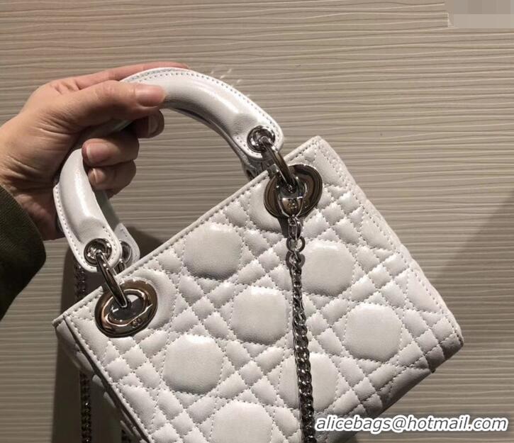 Fashion Luxury Lady Dior Mini Bag in Cannage with Chain 510042 Pearl White