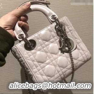 Fashion Lady Dior Mini Bag in Cannage with Chain 510042 Pearl Pale Pink