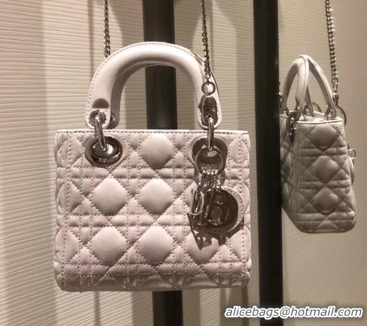 Fashion Lady Dior Mini Bag in Cannage with Chain 510042 Pearl Pale Pink