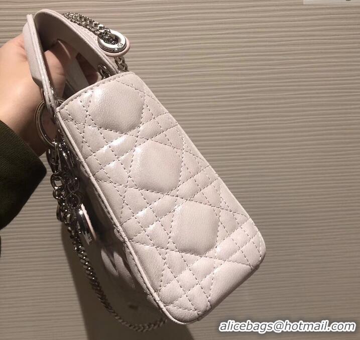 Fashion Lady Dior Mini Bag in Cannage with Chain 510042 Pearl Pale Pink