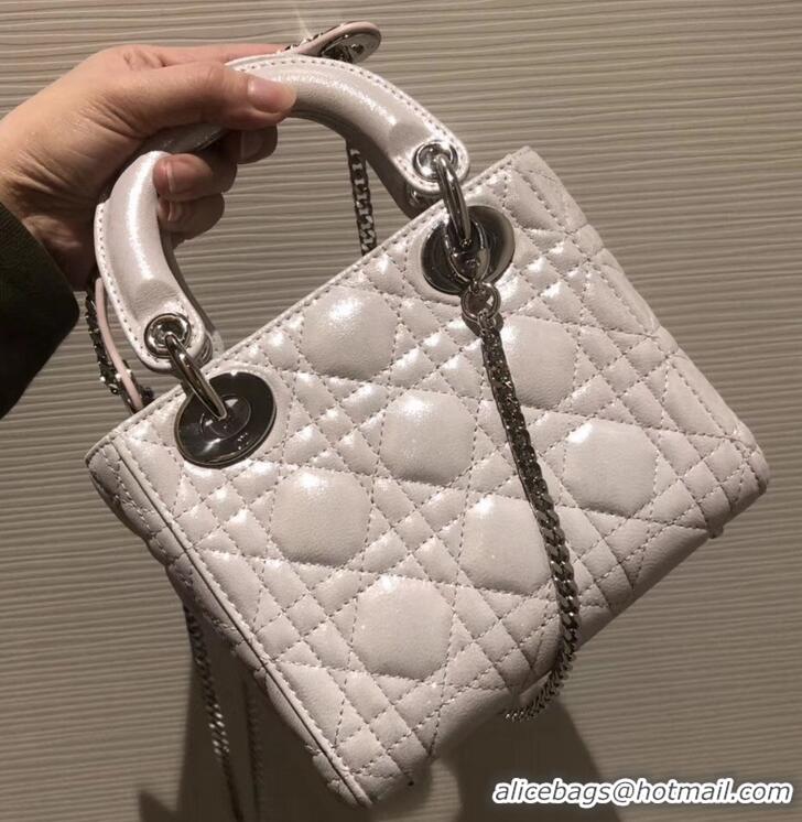 Fashion Lady Dior Mini Bag in Cannage with Chain 510042 Pearl Pale Pink