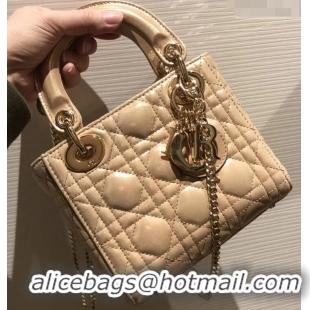 Trendy Design Lady Dior Mini Bag in Cannage with Chain 510042 Pearl Gold