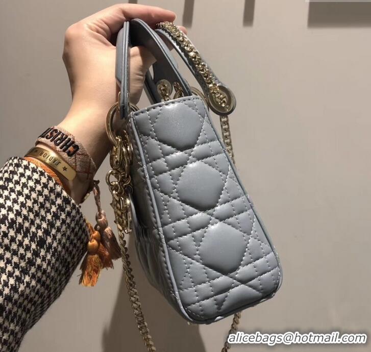 Best Price Lady Dior Mini Bag in Cannage with Chain 510042 Baby Blue