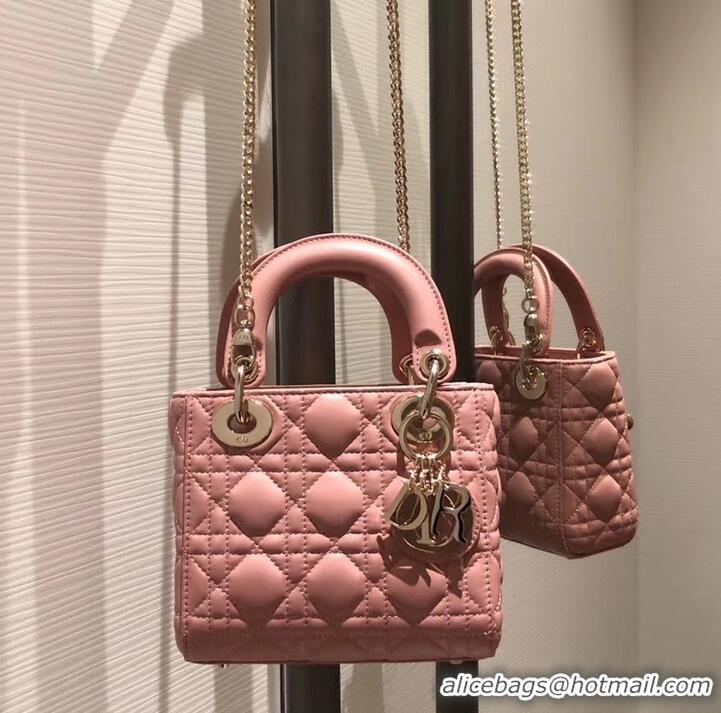 Fashion Lady Dior Mini Bag in Cannage with Chain 510042 Pink