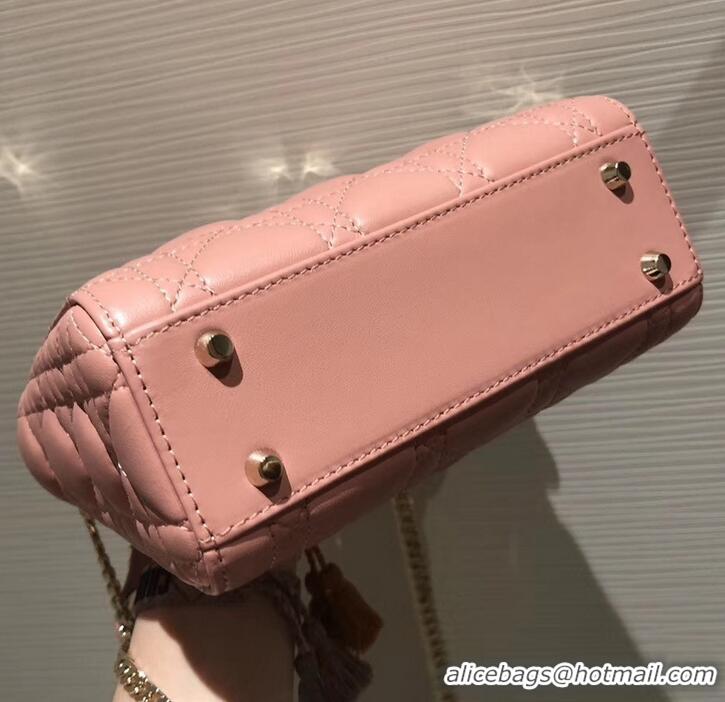 Fashion Lady Dior Mini Bag in Cannage with Chain 510042 Pink