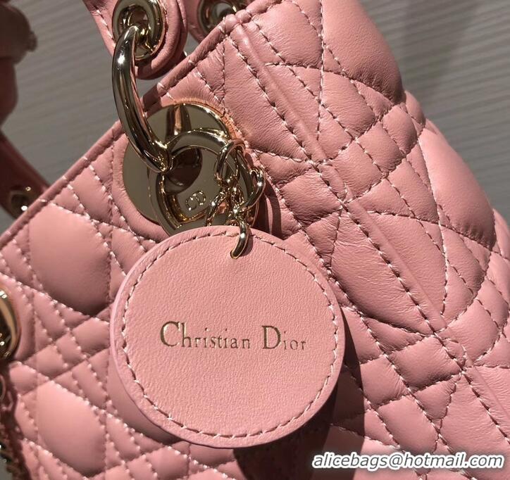 Fashion Lady Dior Mini Bag in Cannage with Chain 510042 Pink