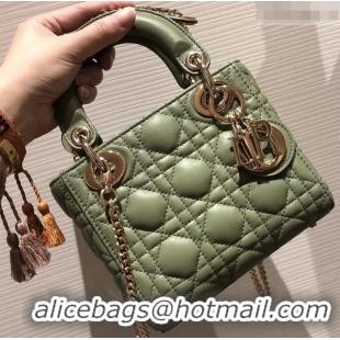 Classic Hot Lady Dior Mini Bag in Cannage with Chain 510042 Green