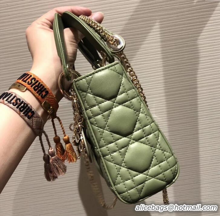 Classic Hot Lady Dior Mini Bag in Cannage with Chain 510042 Green