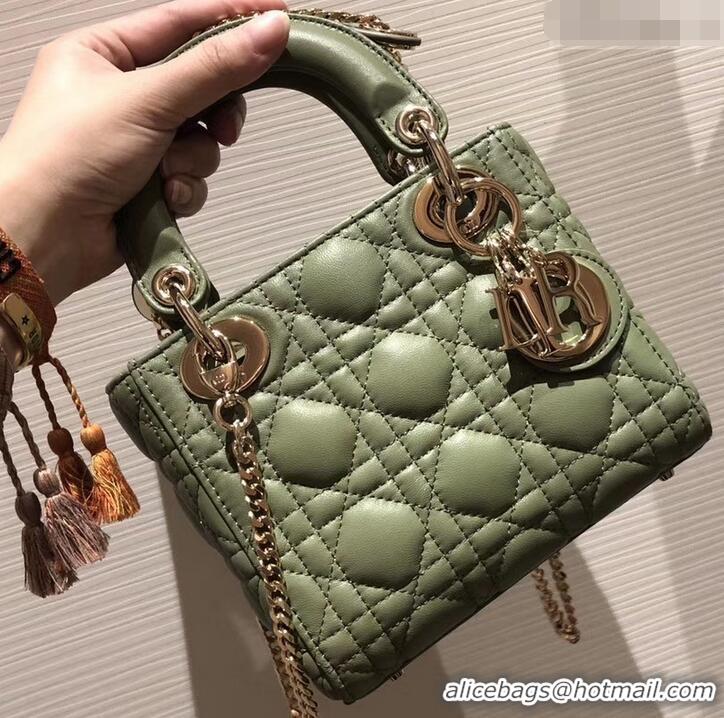 Classic Hot Lady Dior Mini Bag in Cannage with Chain 510042 Green