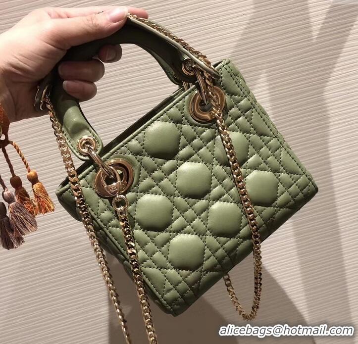 Classic Hot Lady Dior Mini Bag in Cannage with Chain 510042 Green