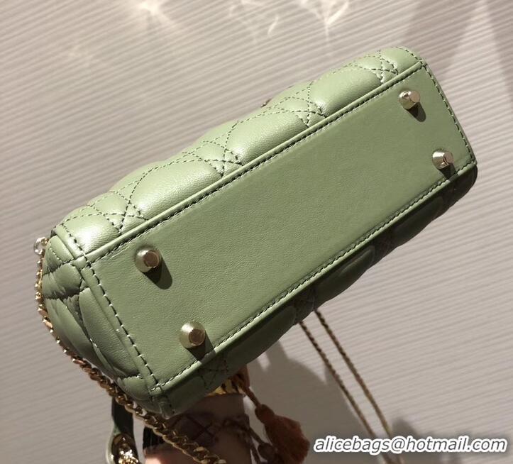 Classic Hot Lady Dior Mini Bag in Cannage with Chain 510042 Green