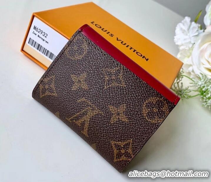 Comfortable Louis Vuitton Monogram Canvas Zoé Wallet M62932 Fuchsia 2019