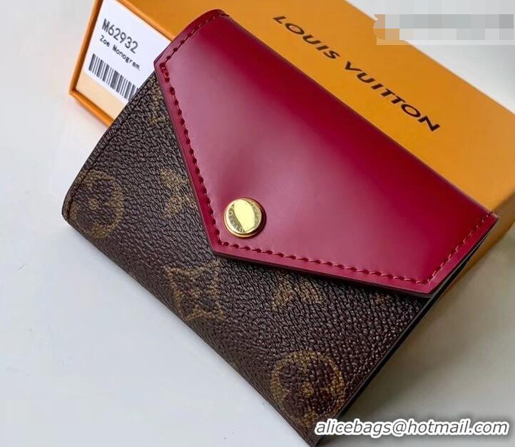 Comfortable Louis Vuitton Monogram Canvas Zoé Wallet M62932 Fuchsia 2019