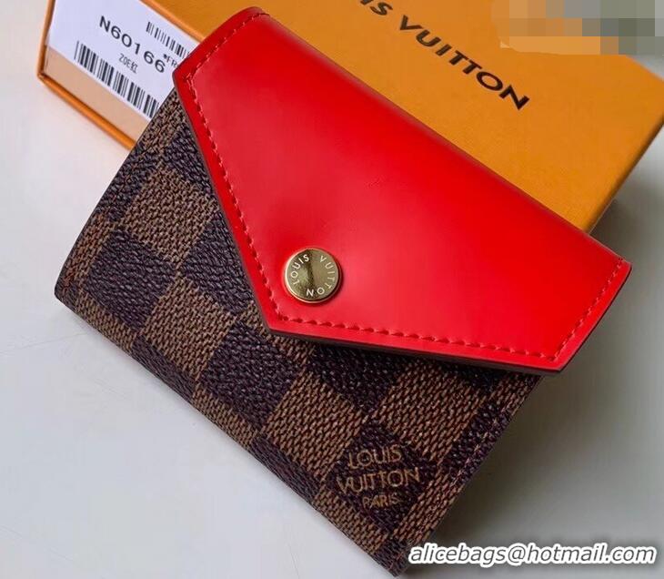 Good Quality Louis Vuitton Monogram Canvas Zoé Wallet N60166 Coquelicot 2019