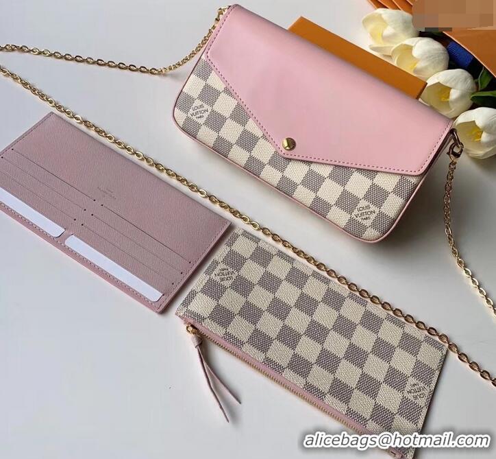 Best Price Louis Vuitton Damier Azur Canvas Pochette Felicie Chain Wallet Bag N60235 2019