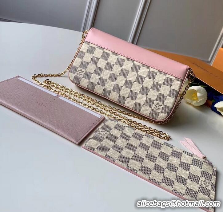 Best Price Louis Vuitton Damier Azur Canvas Pochette Felicie Chain Wallet Bag N60235 2019