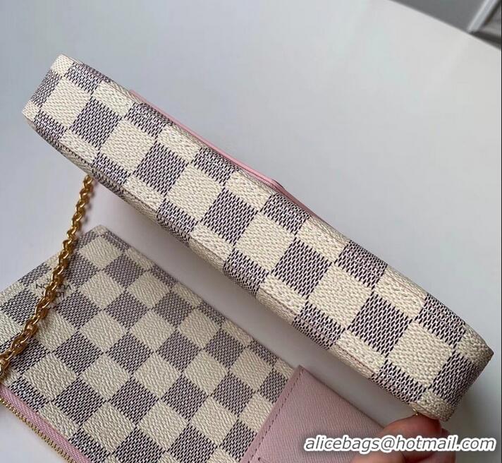 Best Price Louis Vuitton Damier Azur Canvas Pochette Felicie Chain Wallet Bag N60235 2019